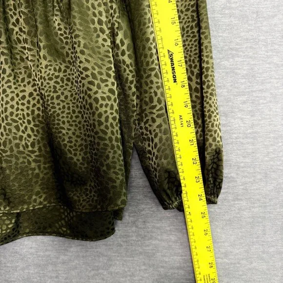 Andree by Unit size Large in a rich olive satin with subtle animal print texture - Picture 6 of 7